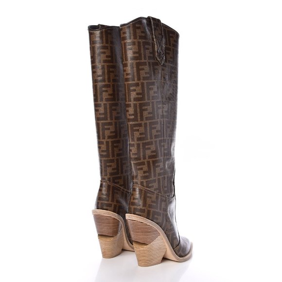 In Search of Fendi FF Zucca Tall Western Cowboy Boots - Picture 4 of 4